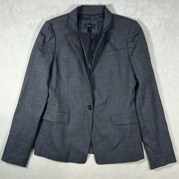 Never Worn J. Crew 12T Gray Blazer Sport Coat 1 Button Wool Blend Chic Jacket - Picture 2 of 14